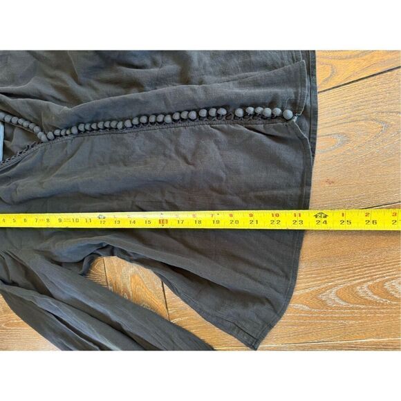 Anthropologie We are Sundays Cora Blouse Black Cotton Long Balloon Sleeve Size X - Picture 8 of 9